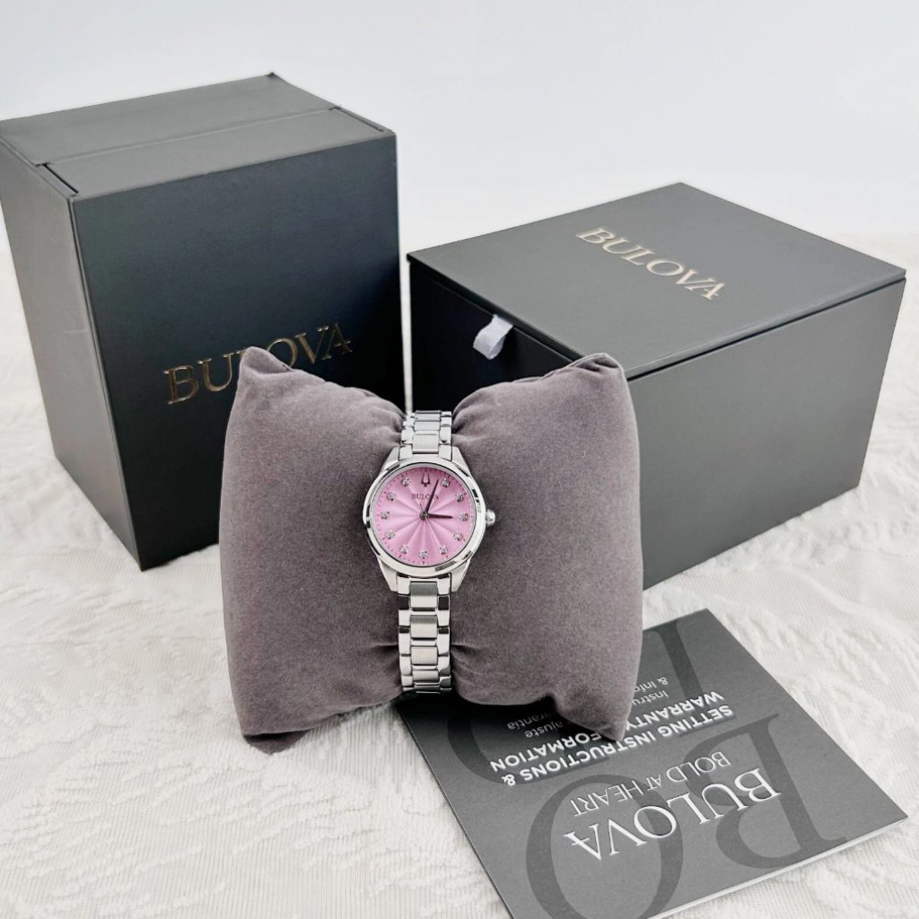 Bulova Ladies Diamond Pink 28mm Watch New